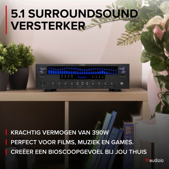5.1 versterker - Audizio AV560EQ - Surround versterker met Bluetooth - Voor home cinema - 390W — afbeelding 3