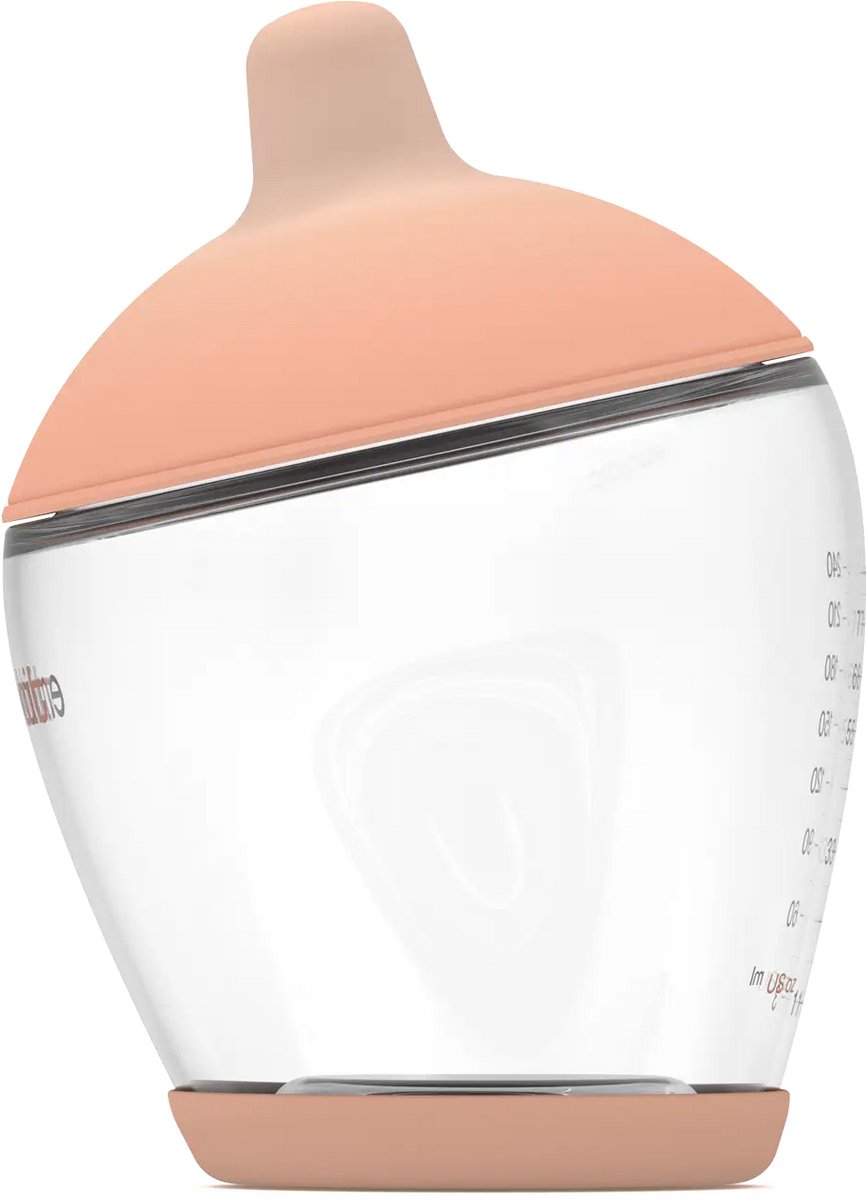 Emulait Classic Babyfles - Kleur: Fair - Maat: 4 - 240 ml - borstvormig - natuurlijk voeden - anti-koliek - bpa-vrij
