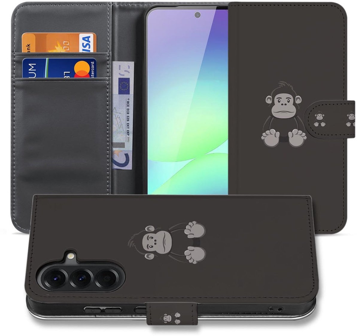 Samsung Galaxy A37 Portemonnee Hoesje Gorilla Bruin met Magnetische sluiting
