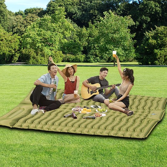 Opblaasbaar Tweepersoons Luchtmatras Met Pomp Extra Dik Camping Matras Outdoor Comfortabel van Merkloos — afbeelding 2