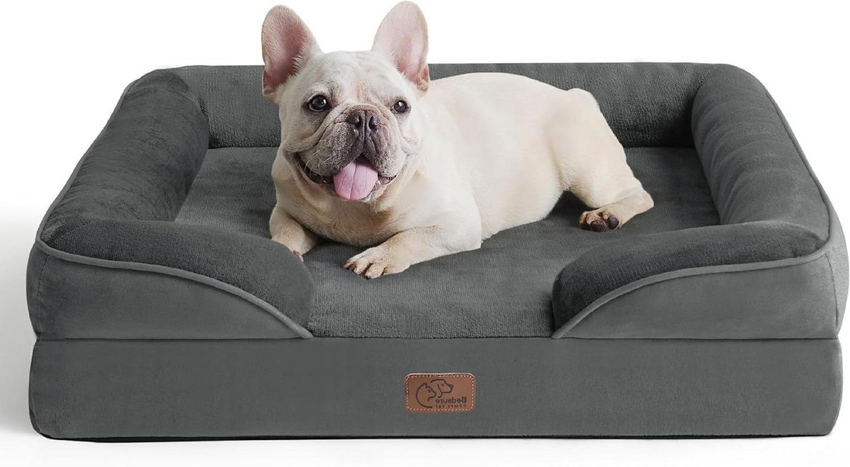 Orthopedisch Hondenbed - Hondenbank comfort - Rustgevend slapen - Eivormig traagschuim - 71x58 cm - Donkergrijs