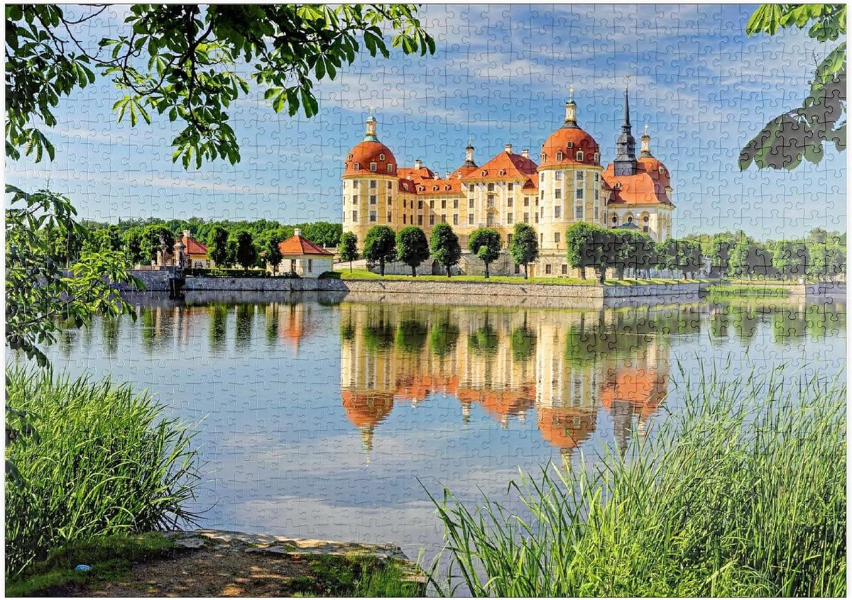 Legpuzzel Kasteel Moritzburg - 1000 Stukjes Puzzel - Ontspanning Thuis - Hoge Resolutie Print - Rechthoekig