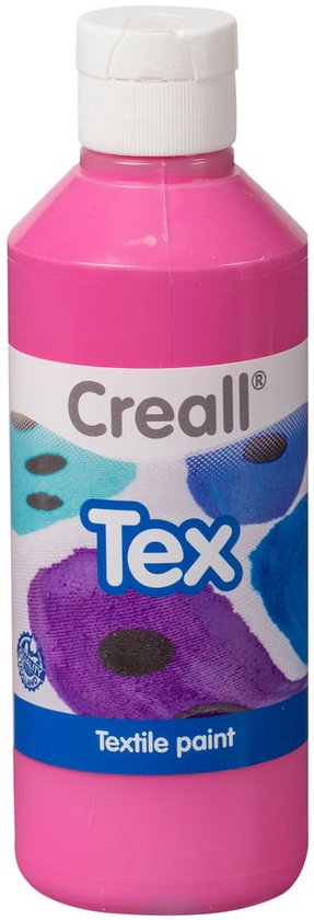 Creall Tex - Textiel- & Stoffenverf - Cyclaam donker roze - 250ml - Machine wasbaar na fixatie - Voor T-shirts, jeans, schoenen, stoffen tassen, meubels en auto-interieurs/hemelbekleding - Gemaakt in NL - Glutenvrij