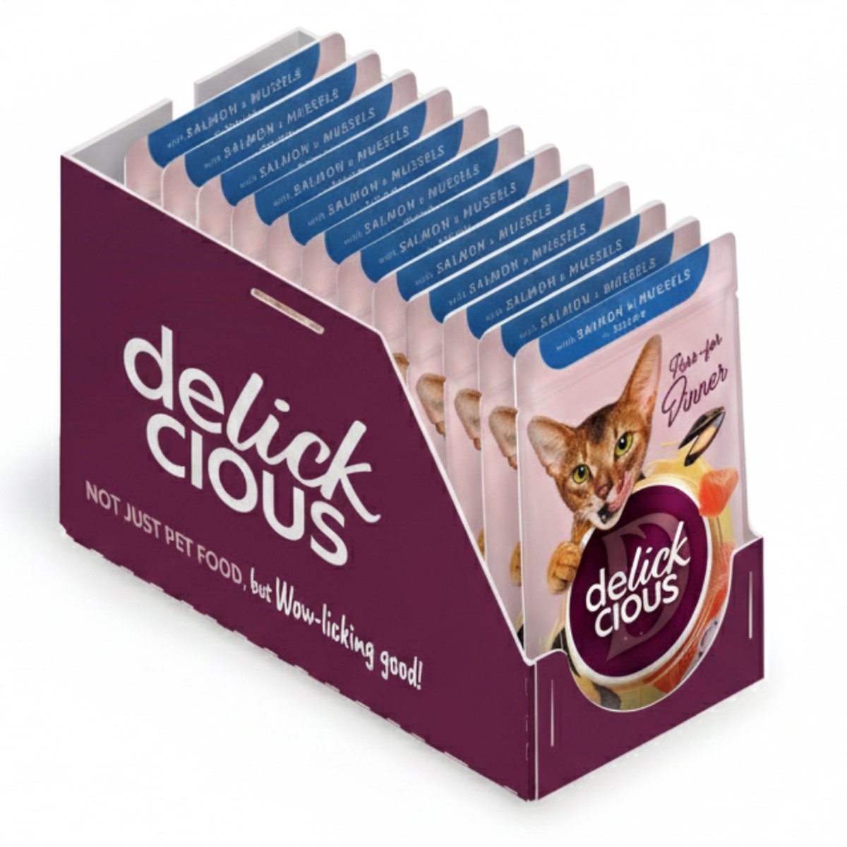 delickcious DELICKCIOUS™ volwassen katten natvoer zalm en mosselen in saus