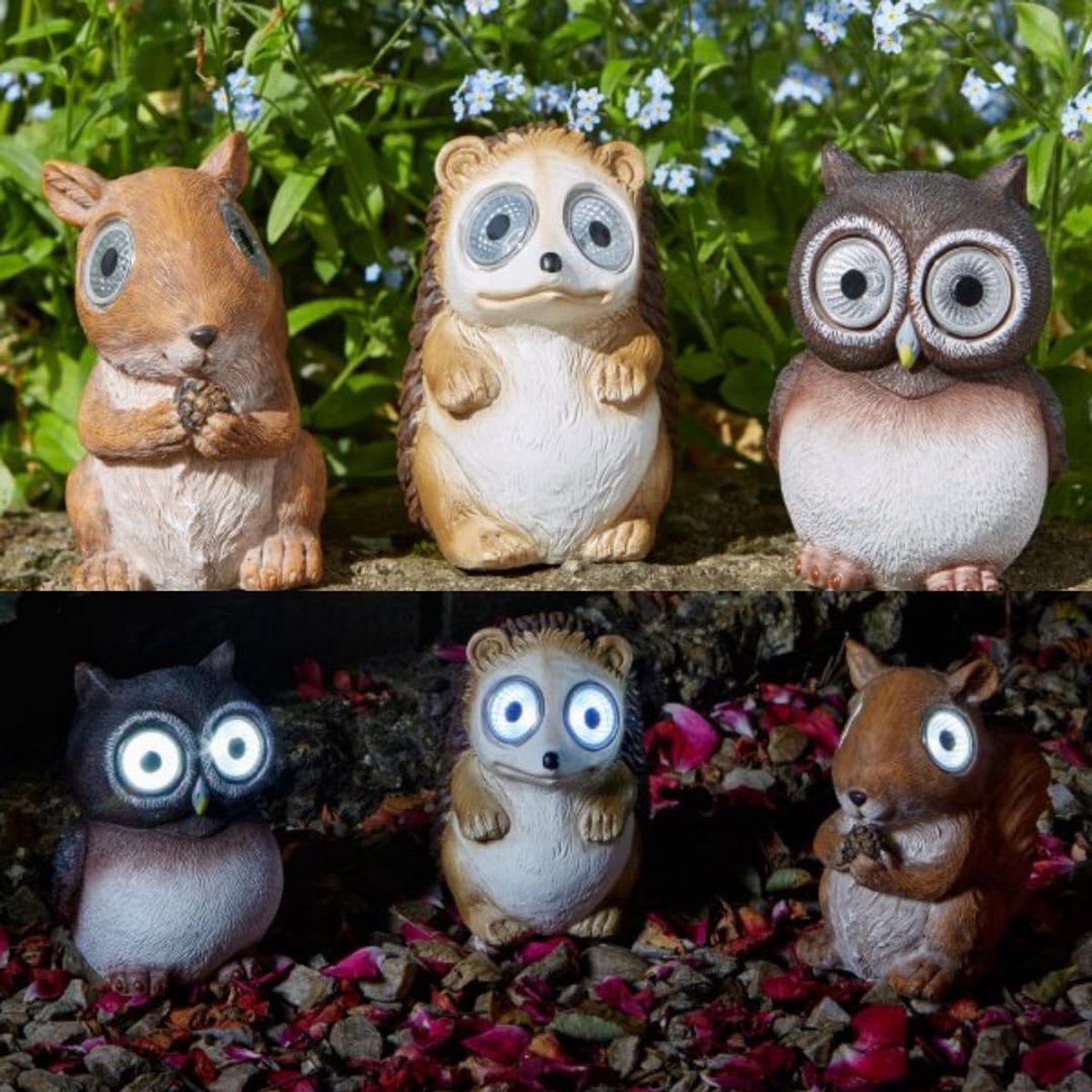 Tuindecoratie Dieren - Solar Verlichting - Buiten Verlichten - Automatische Aan/Uit - 9x9x12 cm - Bruin Wit