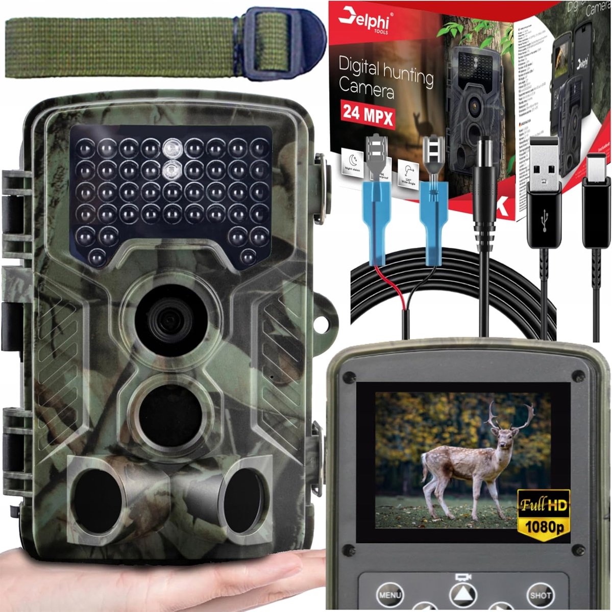 Wildcamera - Dierencamera Outdoor - Nachtzicht Opnames - 42 Infrarood LEDs - 168 x 122 x 114 cm - Groen