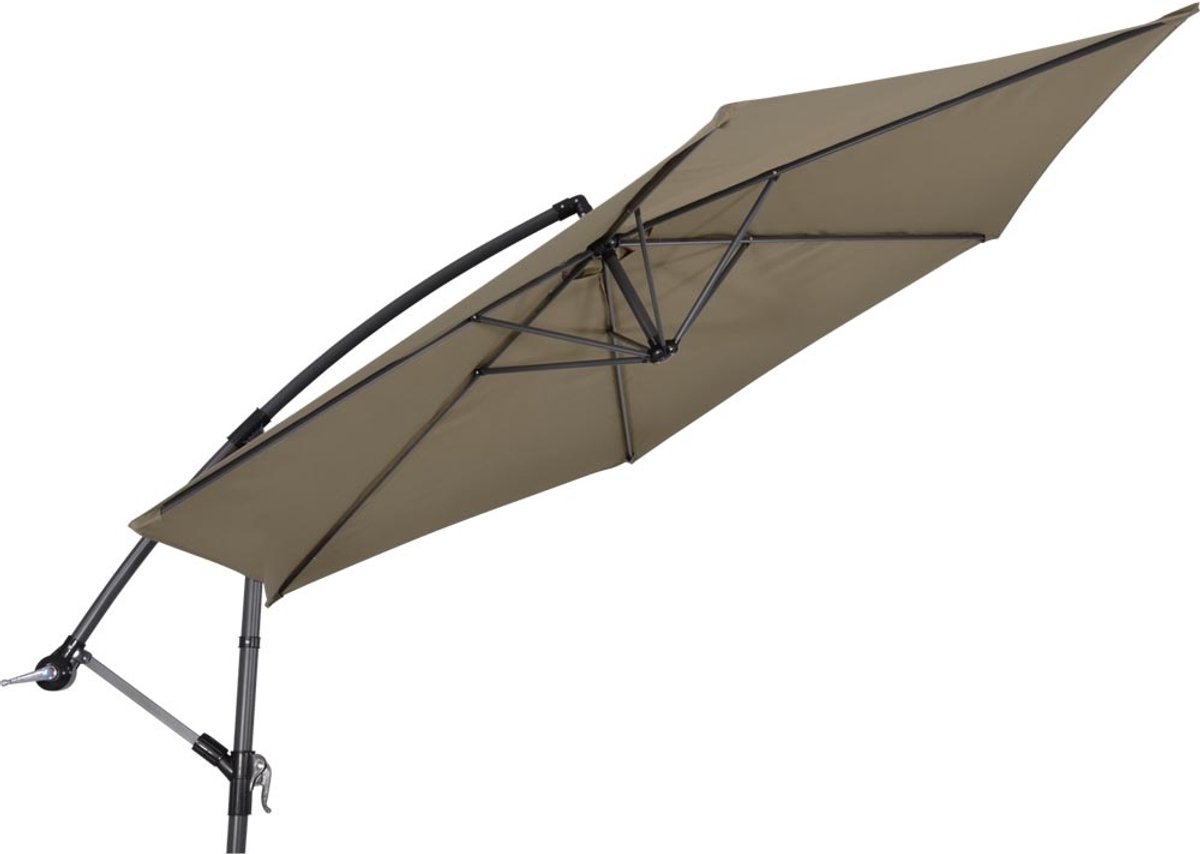Lesli Living Push-up parasol Gemini - Taupe - Ø300cm