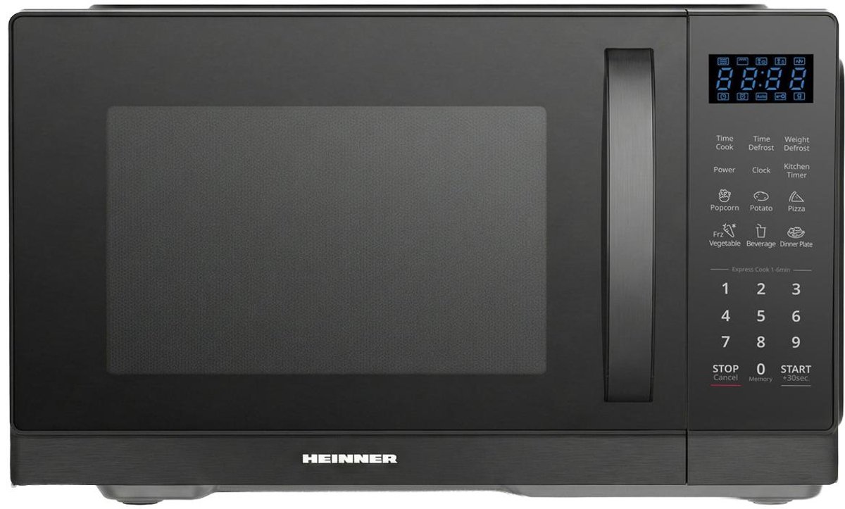 Heinner Vrijstaand Magnetron 25L – Digitale Bediening – 11 Vermogensniveaus – Ontdooifunctie – Timer – 900 W – Zwart — afbeelding 1