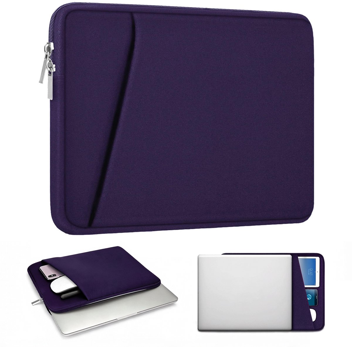 Verdikte schokbestendige laptoptas, slank en draagbaar, geschikt voor MacBook Air/Pro, HP, Dell, ASUS en andere laptops, Paars, 36 cm x 26 cm (14 inch)