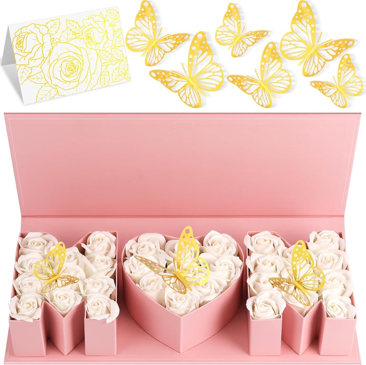 Moederdoos met bloemen - Geschenkdoos bloemen - Moederdag cadeau - Dikkere lettervorm - 43 x 18 cm