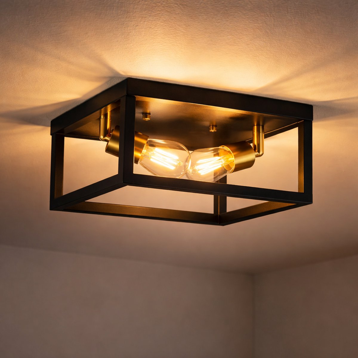 BAMLED industriële plafondlamp zwart – moderne stoere LED plafonnière E27 binnenverlichting
