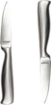 Cook Concept Keukenmes - 2x - inox - RVS - 8.5 cm - koksmes / keukenmes / schilmes / fruitmes
