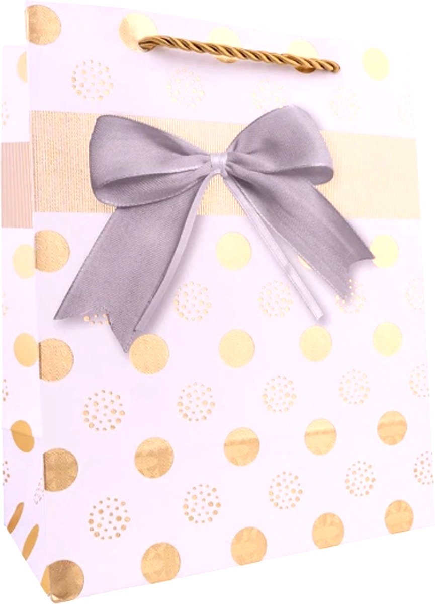 Cadeautas L - Luxe A4 Geschenktas met Stippen - Cadeauzak - Geschenkzak - 26cmx10cmx32cm
