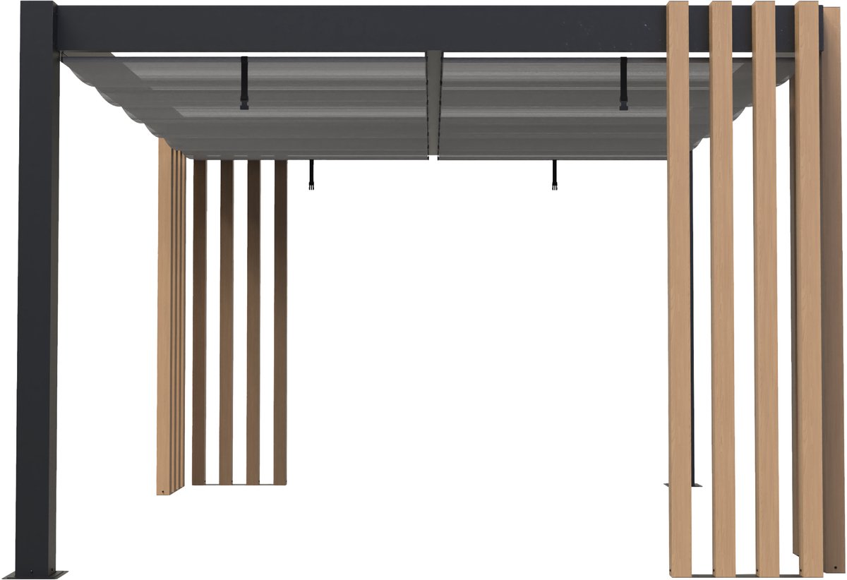 Sojag Lito - Vrijstaande Pergola 3x3,5 meter met zonnescherm - Houtlook