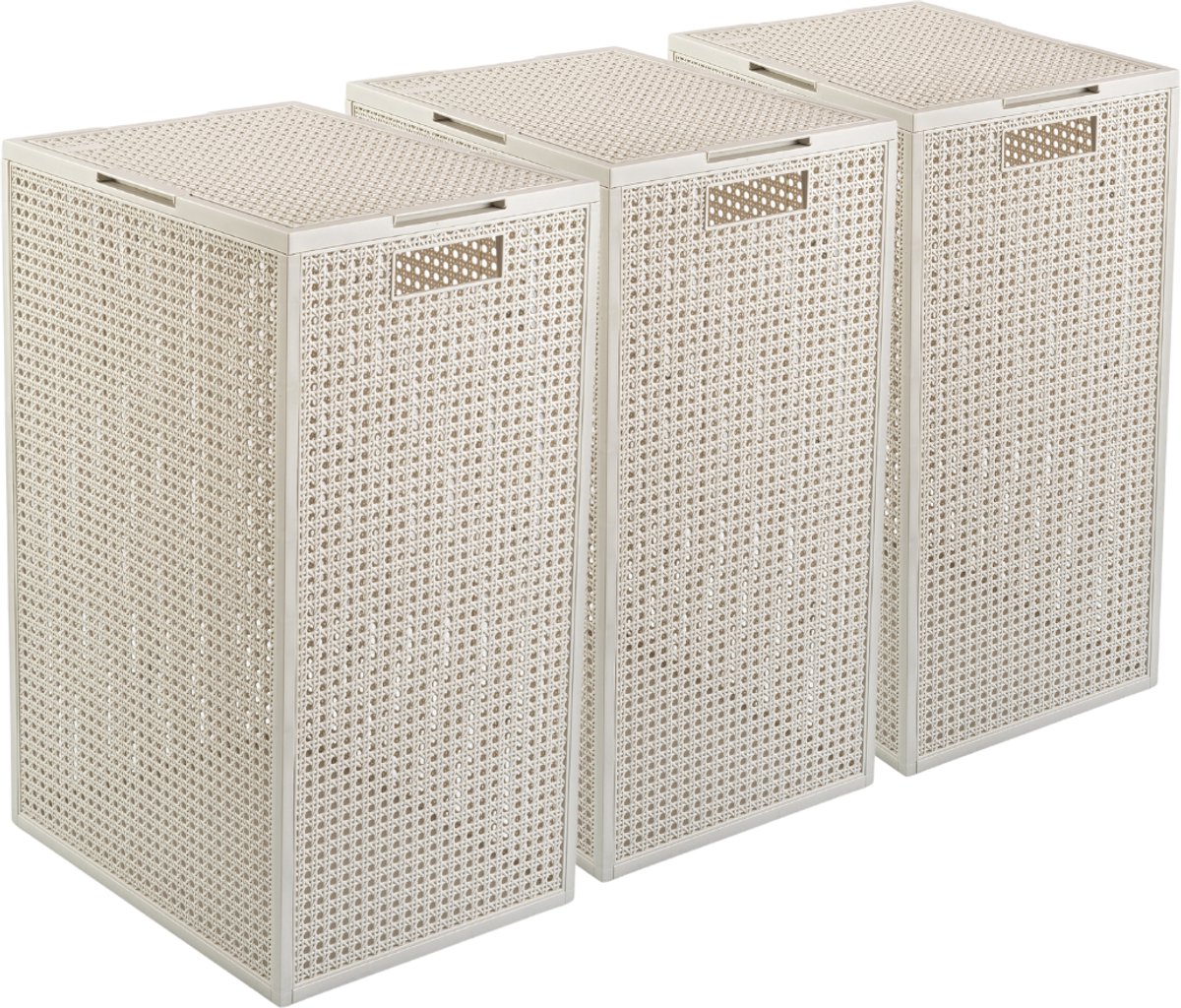 Curver Kaya Wasmand met deksel - 60L - 3 stuks - 38x29x58,5 cm - Wit