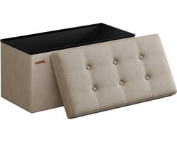 SONGMICS - Opbergpoef - Opbergpoef met deksel - Kunstleren Bekleding - Belastbaar tot 300 kg