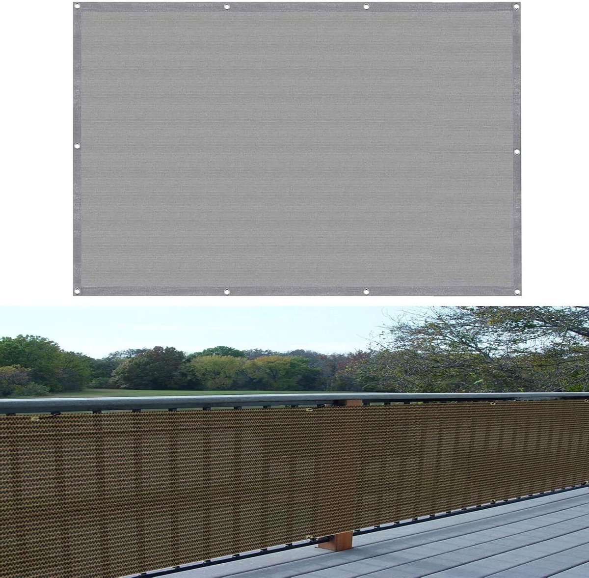 Privacy Screen - Windscherm Tuin Balkon - Uitzicht Blokkeren - Weerbestendig UV Bescherming - 130x850cm - Grijs