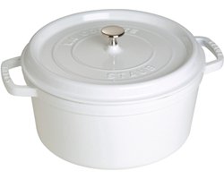 Staub Ronde Cocotte 28cm - wit - gietijzer - 6.75L