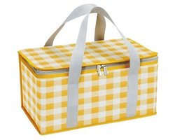 Geïsoleerde tas - Opvouwbare koeltas - Picknicktas - Picknickmand - Multifunctionele bestekopbergdoos met grote capaciteit - Verdikt en opvouwbaar - Met ritssluiting aan de bovenkant - Geschikt voor kamperen en picknicken in de buitenlucht - Geel