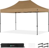 VONROC Partytent - 3x4.5 m – Premium easy-up Partytent – Modulair ontwerp - Opvouwbaar – Waterdicht – Stalen Frame - 50+ UV Bescherming - Incl. Opbergtas - Beige