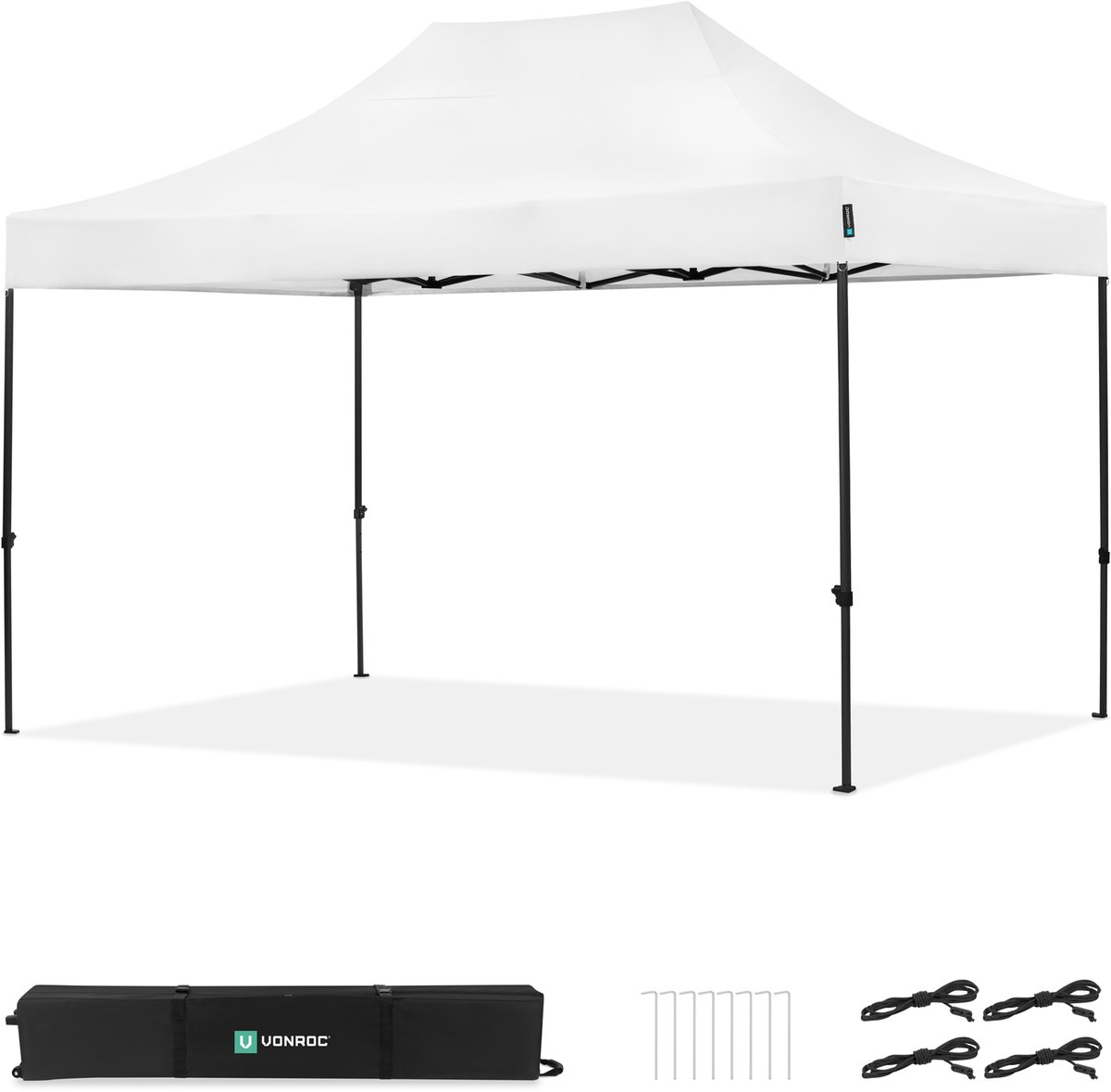 VONROC Partytent - 3x4.5 m – Premium easy-up Partytent – Modulair ontwerp - Opvouwbaar – Waterdicht – Stalen Frame - 50+ UV Bescherming - Incl. Opbergtas - Wit