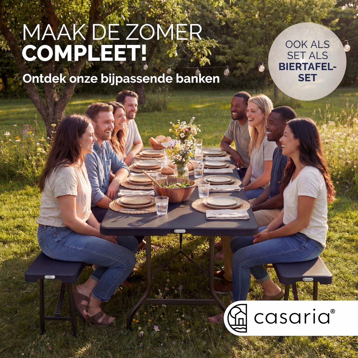 CASARIA Tuintafel - 183x76cm Inklapbaar Weerbestendig – Antraciet thumbnail 5