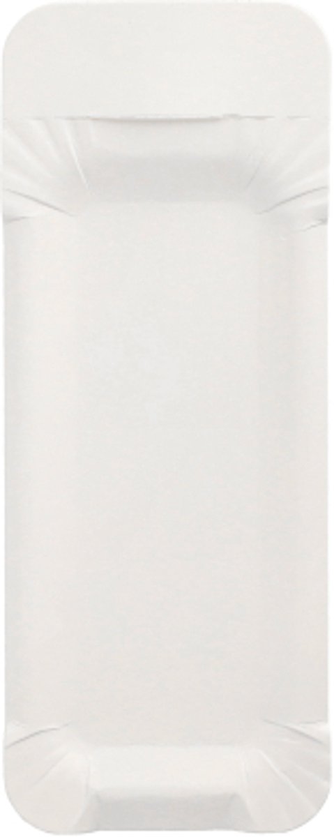 4x 250 Borden karton pure hoekig 8 cm x 21 cm wit met handvat