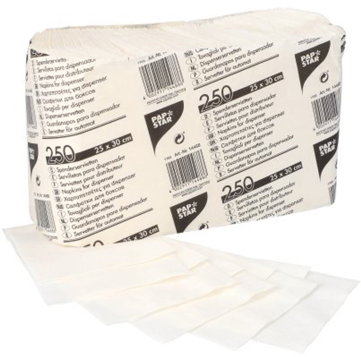 32x 250 Dispenserservetten 1-laags 25 cm x 30 cm wit