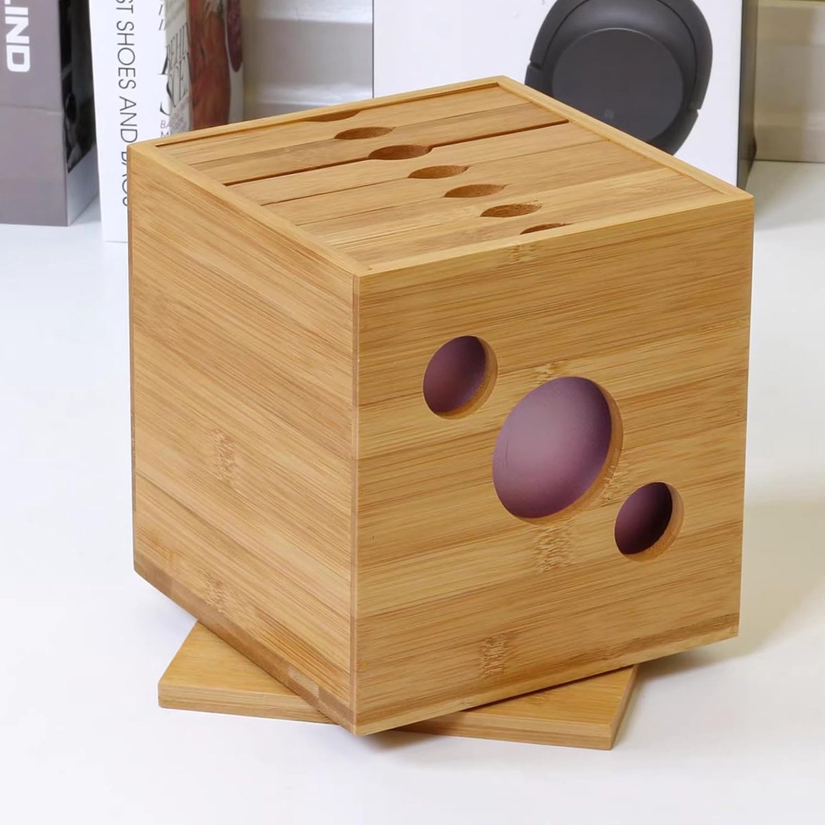 CD Opbergdoos - DVD Rek - Muziek Collectie - Draaibare Sokkel - 165 x 15 x 18 cm - Bamboe