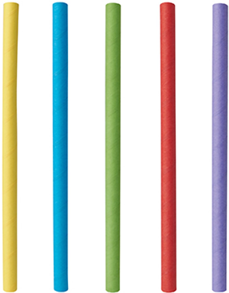 8x 500 Cocktail drinkrietjes papier Ø 7 mm · 15 cm assorti kleuren