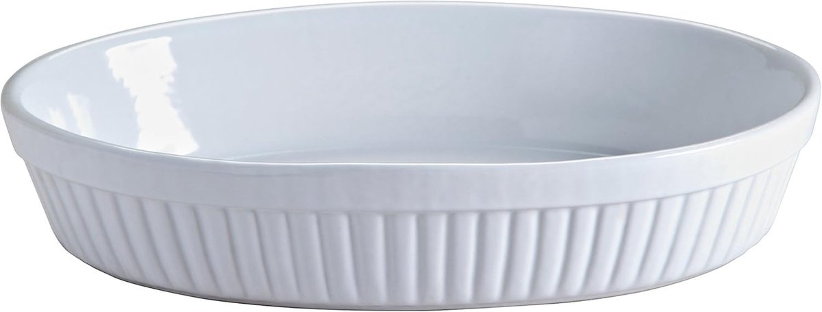 Ovale Bakschaal - Ovenschaal Bakvorm - Bakken en Serveren - Duurzaam Steengoed - 28 cm - Wit