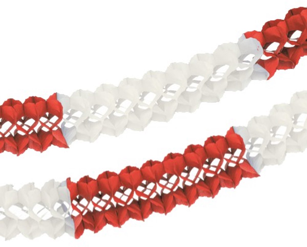 5x Guirlande extra groot papier Ø 16 cm · 10 m rood/wit brandvertagend