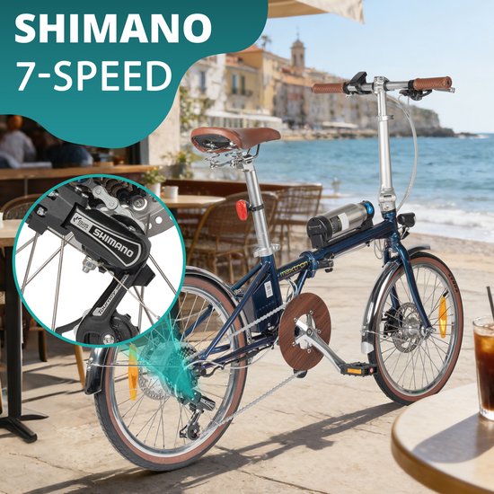 Maxtron Smart20 Elektrische Fiets - 20 Inch Opvouwbare E-bike - 36V 5.2Ah Accu - Actieradius tot 40 km - Shimano 7 Versnellingen - Schijfremmen - Stadsfiets - Blauw van Maxtron — afbeelding 4