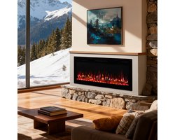 HOMAVO 50'' Elektrische Sfeerhaard met Meubel - 1000/2000W Elektrische Haard met Verwarming -…
