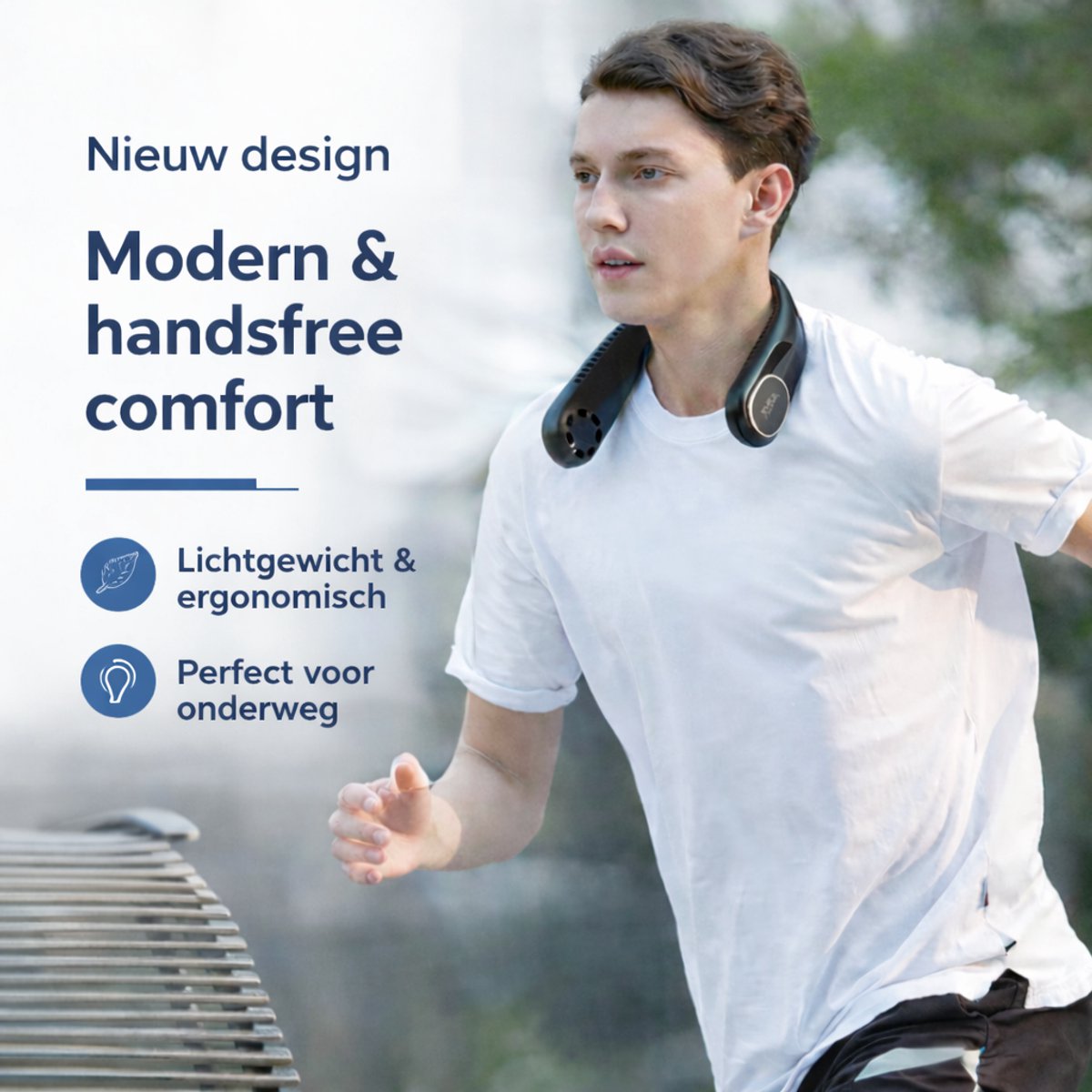 Joyage Draagbare Nek Ventilator oplaadbaar - Zwart - 3 standen - Gezichtsventilator Neck fan - Portable fan mini ventilator usb - Nekventilator met koeling Handventilator Bureau ventilator - Halsventilator Waaier handwaaier Draagbare ventilator klein — afbeelding 8