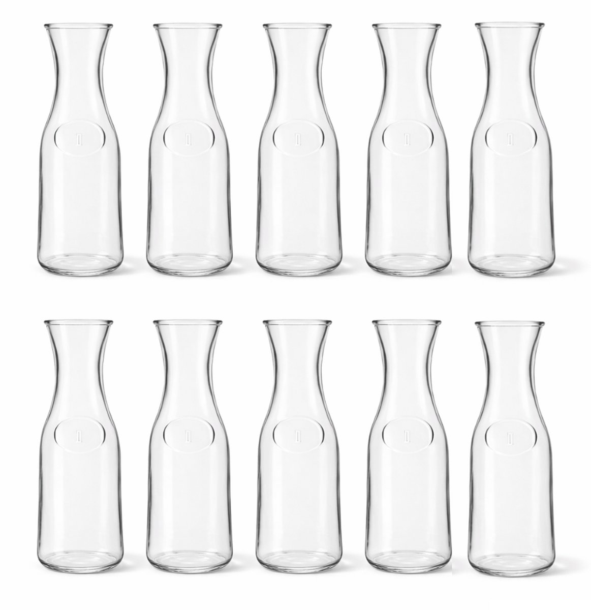 COSY&TRENDY Karaf uit glas - 1 liter - VOORDEELSET met 10 stuks