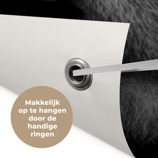 Tuinposter 30x60 cm - Tuindecoratie Dierenprofiel rollende panda in zwart-wit - Poster voor in de tuin - Buiten decoratie - Schutting tuinschilderij - Tuindoek muurdecoratie - Wanddecoratie balkondoek