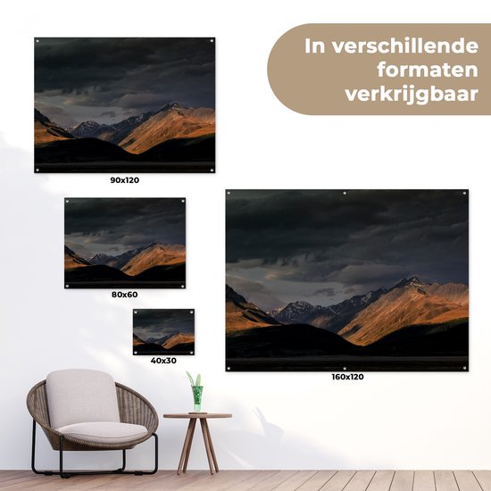Dark sky over Aoraki National Park / Mount Cook on South Island Garden Poster 160x120 cm - Garden Canvas / Outdoor Peintures for Outdoor (décoration de jardin) XXL / Groot format!