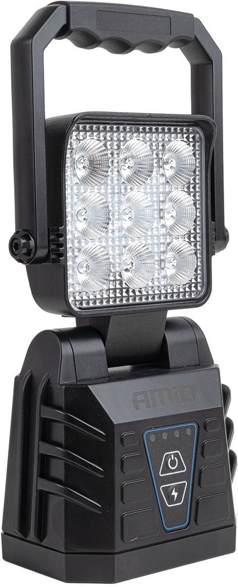 AMiO LED Werklamp en Waarschuwingslamp 15W Accu - Draagbare Werkverlichting Bouwlamp Noodlamp met Waarschuwingsfunctie voor Werkplaats en Bouw