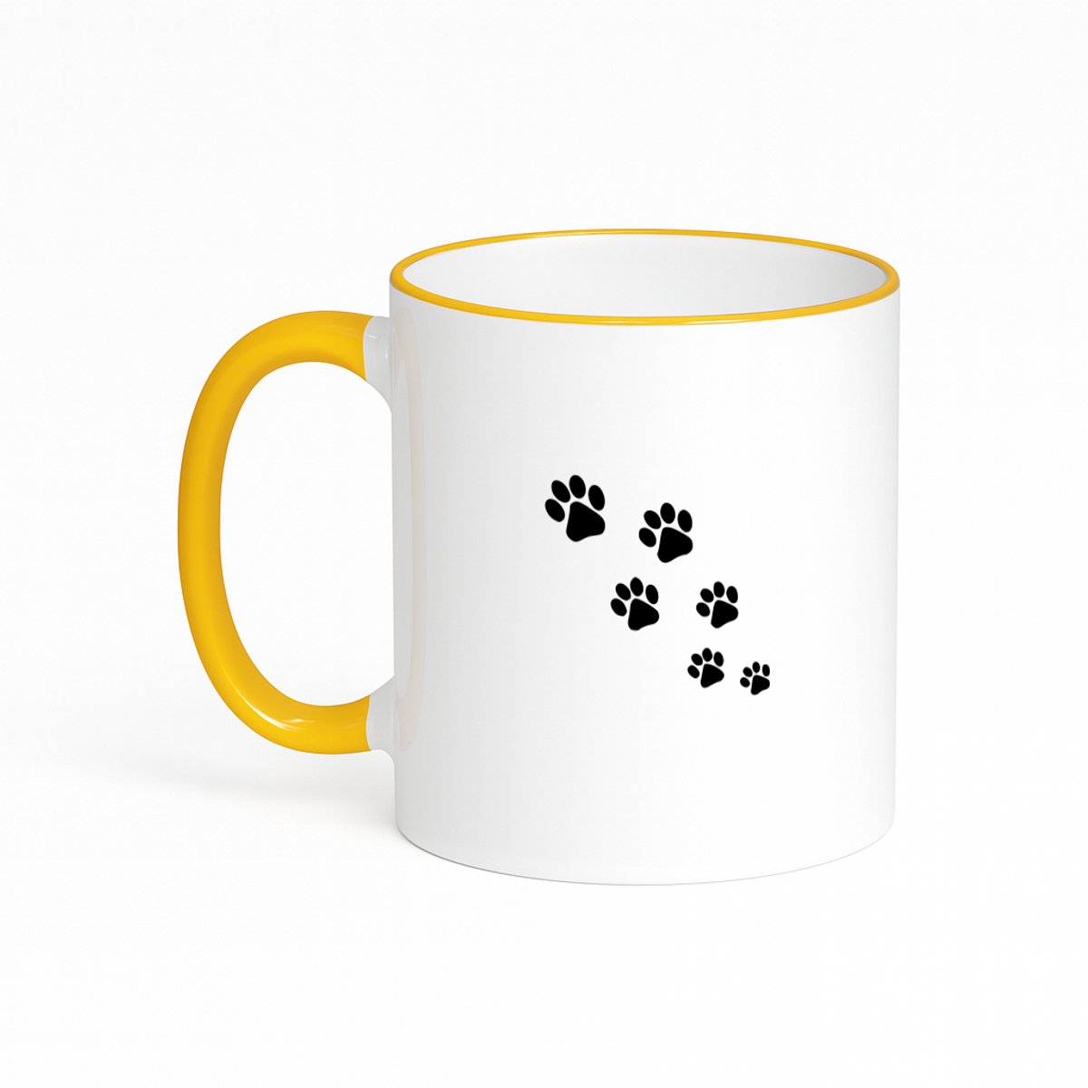 Hacebo® - Hondenpoot koffiebeker met gekleurde rand goudgeel - Honden - mijn maatje - thee mok - koffie beker - best friends - cadeau - dieren liefhebbers - koffiemok - 330 ML
