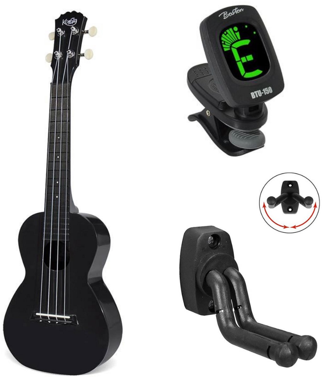 Korala PUC-20 bundel Concert Ukulele Polycarbonaat Zwart
