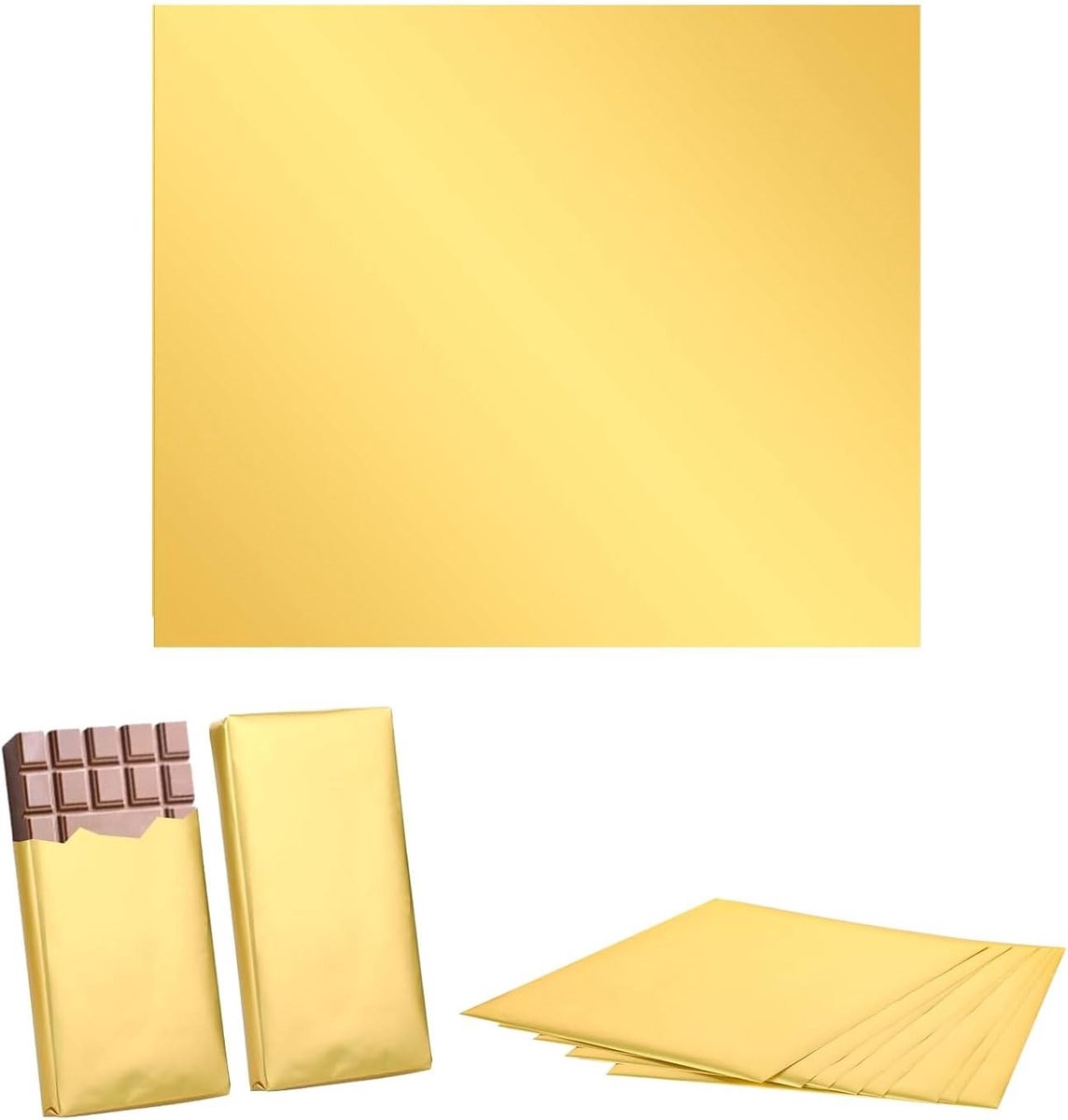 Aluminiumfolie voor Chocolade en Cadeauverpakking, 100 Stuks, 19 x 16 cm, Voedselveilige Verpakking voor Chocolades en Creatieve Projecten