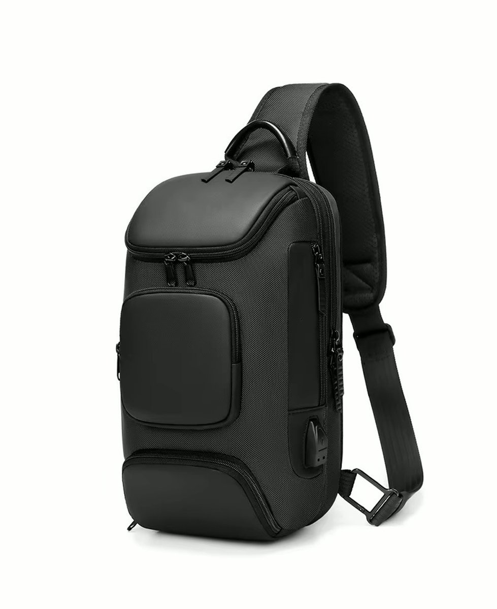 Sling Bag Rugzak met USB - Anti Diefstal Crossbody Tas - Zwart