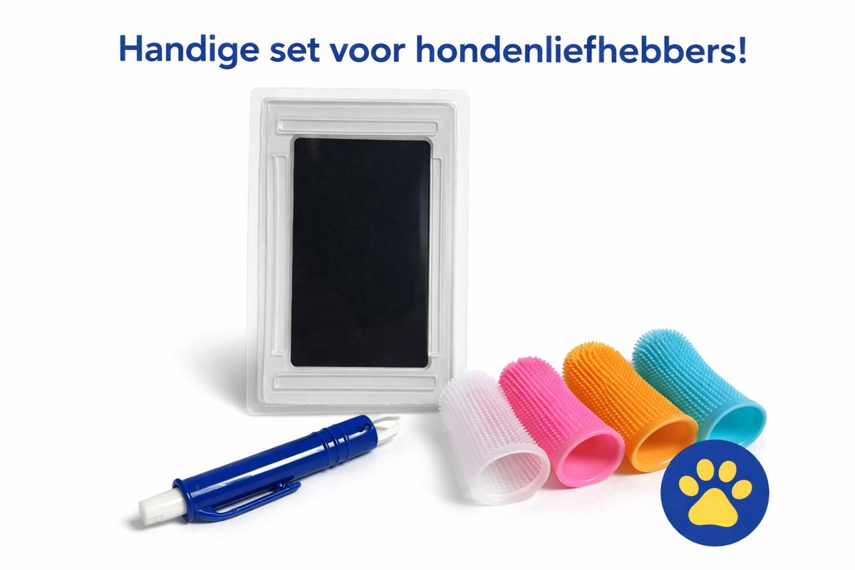 Fardmell Honden Verzorgingsset + Pootafdruk Kit – Tandenborstel Hond & Tekenpen – Cadeau voor Hondenliefhebbers – Ideaal voor Verjaardag & Dierendag