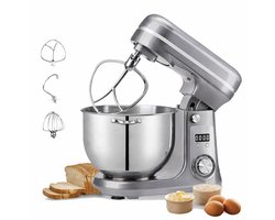 Sello! keukenmachine - krachtige stille motor – deeg kneden – mixer – kloppen – 6 snelheden – 1200 watt – 6 liter – grijs