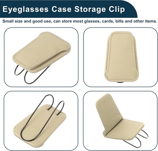 Zonnebril Clip Auto - Brillenhouder Zonneklep - Veilig Opbergen - Magnetisch Design - 8.5x4.5cm - Beige van Merkloos — afbeelding 5