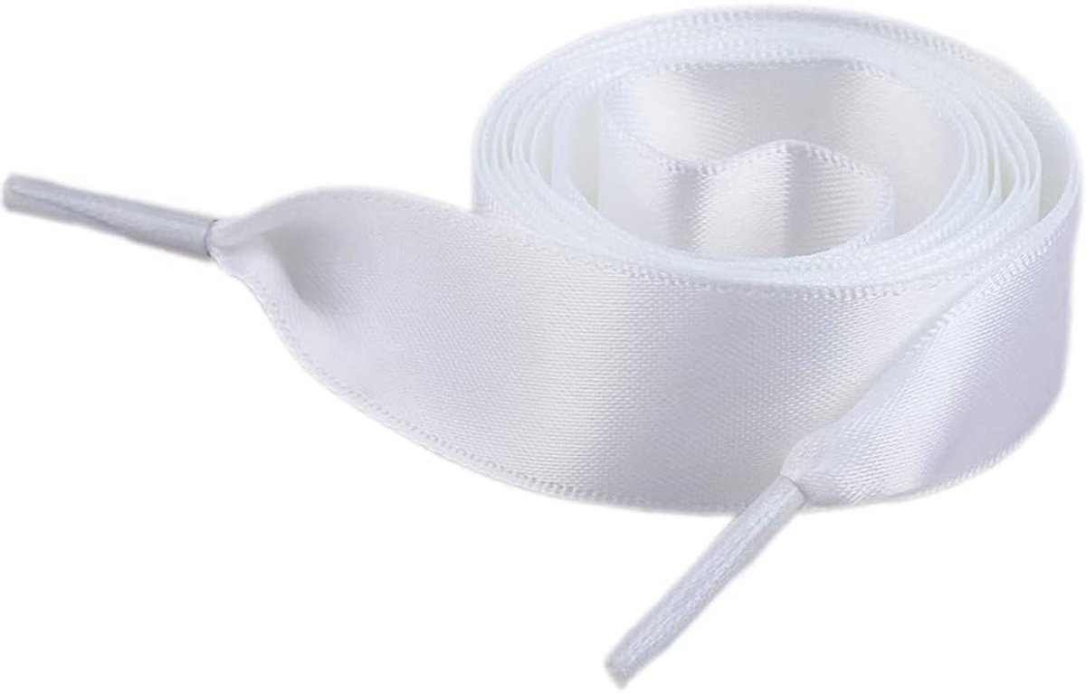 Satin Veters 100 cm Lang en 2 cm Breed, Universele Platte Veters, Scheurbestendige Veters voor Casual Canvas Schoenen in Wit