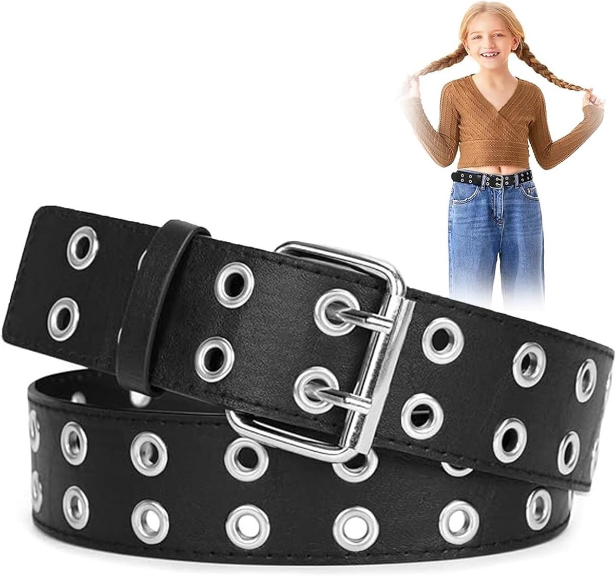 Vintage leren kinderriem, elastische jeansriem voor kinderen, comfortabel en stijlvol accessoire