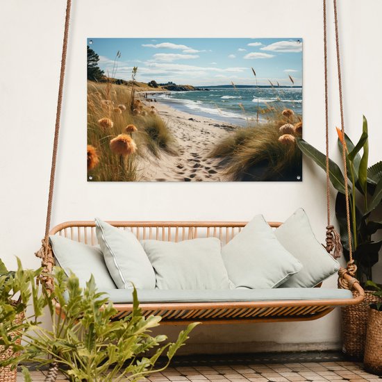 Affiche de jardin - Toile de jardin - Posters de jardin extérieur - Plage - Dunes - Ammophile - Mer - Sable - 120x80 cm - Jardin