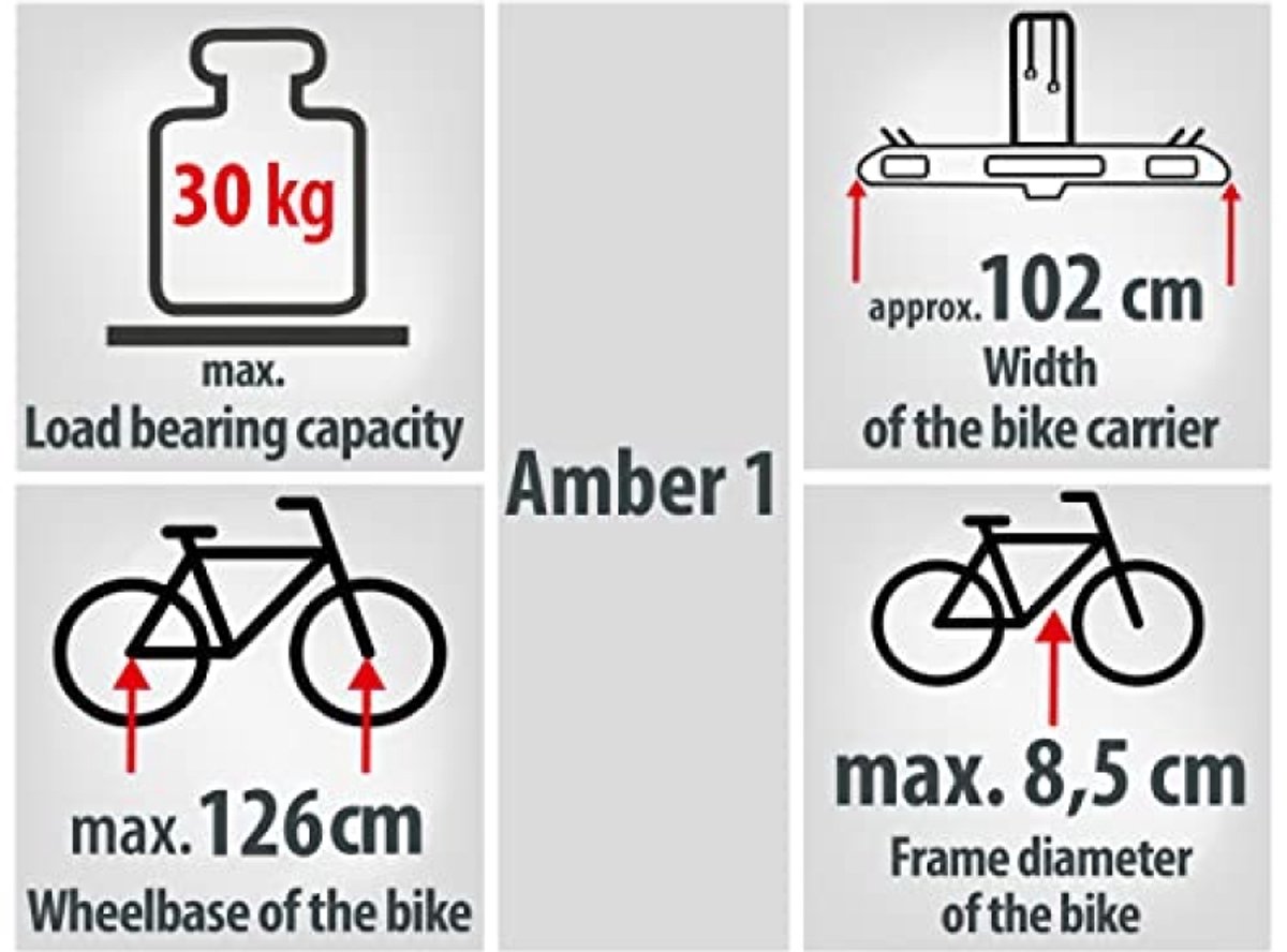 Fietsendrager voor trekhaak - voor 1 fiets - geschikt voor e-bike en oversized frames - gedeeltelijk voorgemonteerd - met snelsluiting en framehouder - model 11559 – foto 3